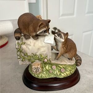 Charming Raccoon Figurine with Mailbox